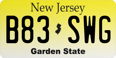 NJ license plate B83SWG