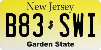 NJ license plate B83SWI