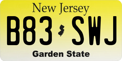 NJ license plate B83SWJ
