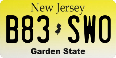 NJ license plate B83SWO