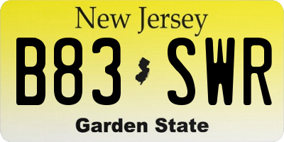 NJ license plate B83SWR