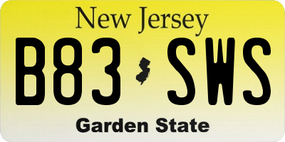 NJ license plate B83SWS