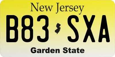 NJ license plate B83SXA