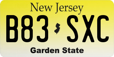 NJ license plate B83SXC