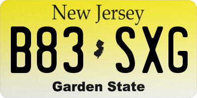 NJ license plate B83SXG
