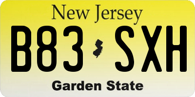 NJ license plate B83SXH