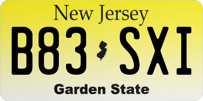 NJ license plate B83SXI