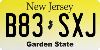NJ license plate B83SXJ