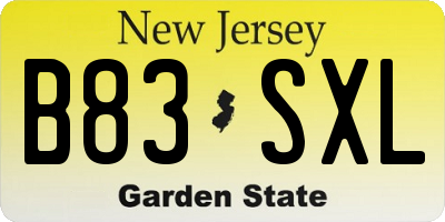 NJ license plate B83SXL