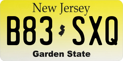 NJ license plate B83SXQ