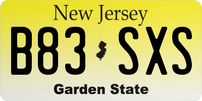 NJ license plate B83SXS