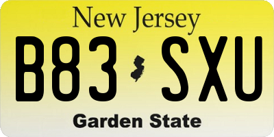 NJ license plate B83SXU
