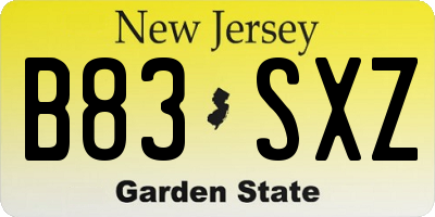NJ license plate B83SXZ