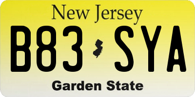 NJ license plate B83SYA