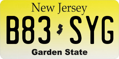 NJ license plate B83SYG