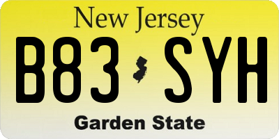 NJ license plate B83SYH