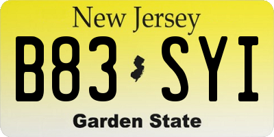 NJ license plate B83SYI