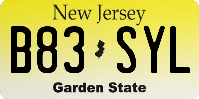NJ license plate B83SYL