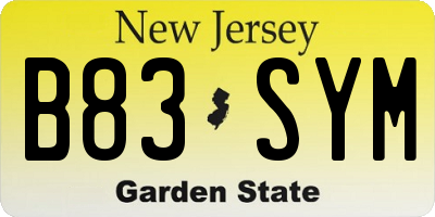 NJ license plate B83SYM