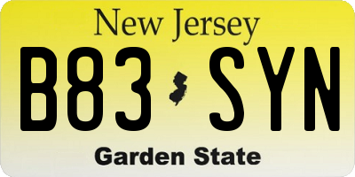 NJ license plate B83SYN
