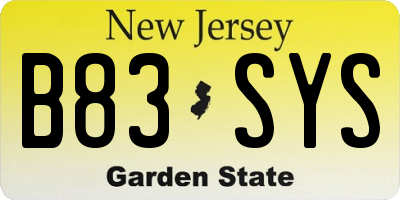 NJ license plate B83SYS