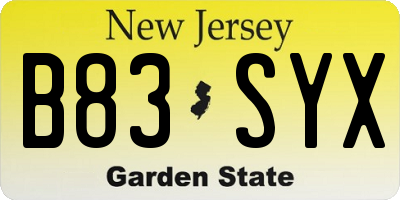 NJ license plate B83SYX