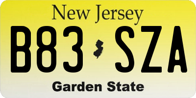 NJ license plate B83SZA