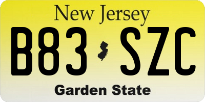 NJ license plate B83SZC