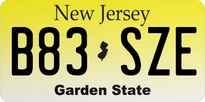 NJ license plate B83SZE