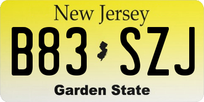 NJ license plate B83SZJ