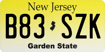 NJ license plate B83SZK