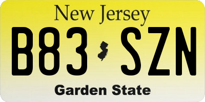 NJ license plate B83SZN