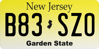 NJ license plate B83SZO