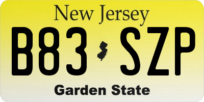NJ license plate B83SZP