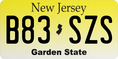 NJ license plate B83SZS