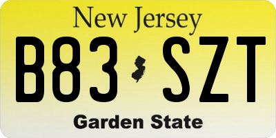 NJ license plate B83SZT