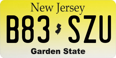 NJ license plate B83SZU