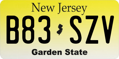 NJ license plate B83SZV