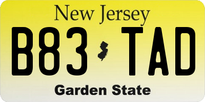 NJ license plate B83TAD