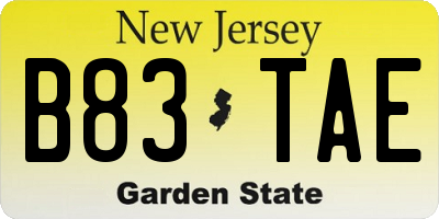 NJ license plate B83TAE