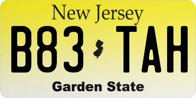 NJ license plate B83TAH