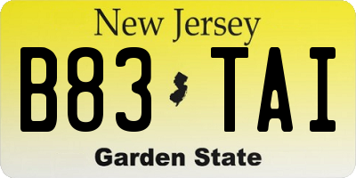 NJ license plate B83TAI