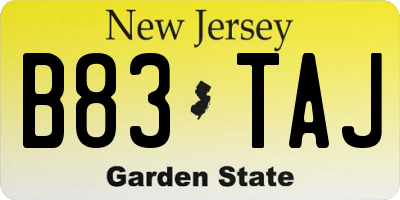 NJ license plate B83TAJ