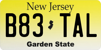 NJ license plate B83TAL