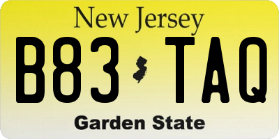 NJ license plate B83TAQ