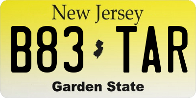 NJ license plate B83TAR