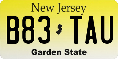 NJ license plate B83TAU