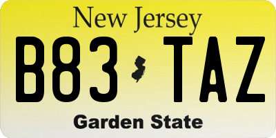 NJ license plate B83TAZ