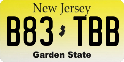 NJ license plate B83TBB