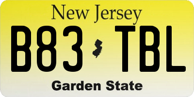 NJ license plate B83TBL